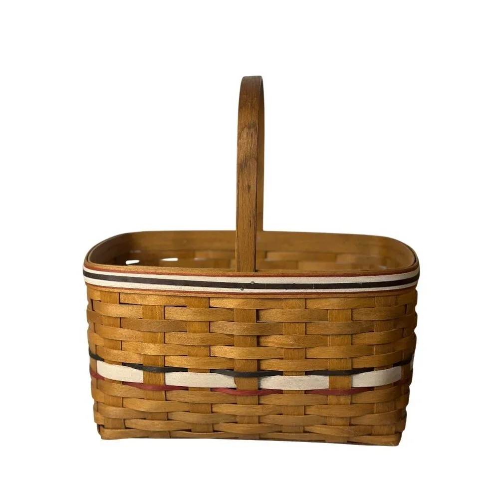 Vintage Longaberger Style Patriotic Basket | Red White Blue Stripe 9